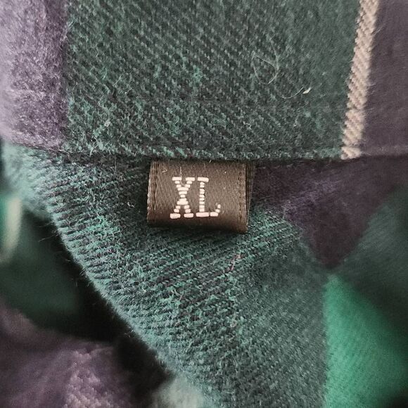 Men's Size XL Navy Green Plaid Short Sleeve Button Down Flannel Shirt - Picture 4 of 5